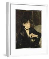 Portrait de Berthe Morisot à l'éventail-Edouard Manet-Framed Giclee Print