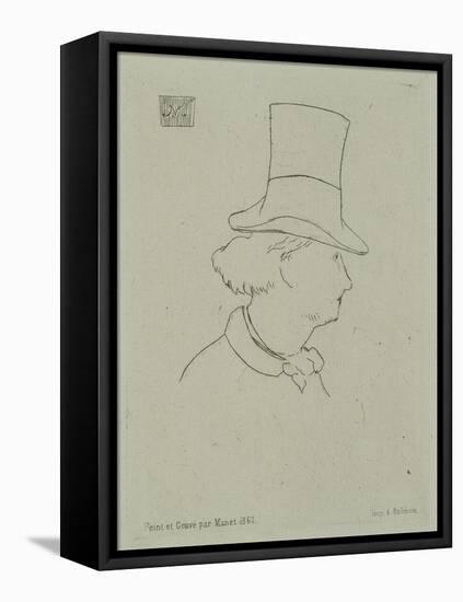 Portrait de Charles Baudelaire au chapeau-Edouard Manet-Framed Stretched Canvas