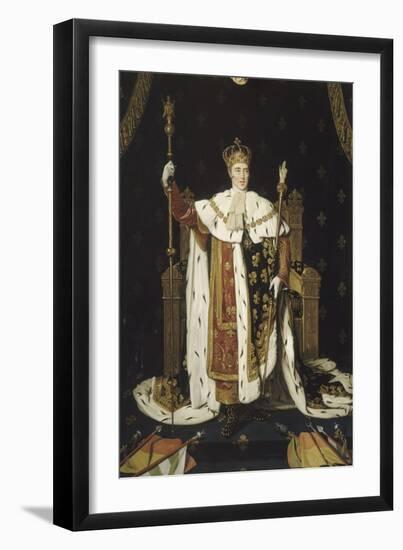 Portrait de Charles X en costume de sacre-Jean-Auguste-Dominique Ingres-Framed Giclee Print