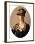 Portrait De Dame  (Portrait of a Lady) Elle Est Coiffee D'un Chapeau Fleuri a Voilette Peinture De-Konstantin Andreevic Somov-Framed Giclee Print