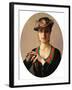 Portrait De Dame  (Portrait of a Lady) Elle Est Coiffee D'un Chapeau Fleuri a Voilette Peinture De-Konstantin Andreevic Somov-Framed Giclee Print