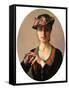 Portrait De Dame  (Portrait of a Lady) Elle Est Coiffee D'un Chapeau Fleuri a Voilette Peinture De-Konstantin Andreevic Somov-Framed Stretched Canvas