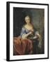 Portrait de dame tenant une corbeille de Fleurs sur fond de parc avec une balustrade et une statue-Jean Raoux-Framed Giclee Print