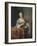 Portrait de dame tenant une corbeille de Fleurs sur fond de parc avec une balustrade et une statue-Jean Raoux-Framed Giclee Print