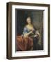 Portrait de dame tenant une corbeille de Fleurs sur fond de parc avec une balustrade et une statue-Jean Raoux-Framed Giclee Print