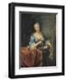 Portrait de dame tenant une corbeille de Fleurs sur fond de parc avec une balustrade et une statue-Jean Raoux-Framed Giclee Print