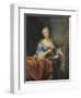 Portrait de dame tenant une corbeille de Fleurs sur fond de parc avec une balustrade et une statue-Jean Raoux-Framed Giclee Print