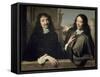 Portrait de deux hommes (autrefois F. Mansart et Ch. Perrrault)-Philippe De Champaigne-Framed Stretched Canvas