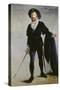 Portrait de Faure dans le rôle d'Hamlet. (Der Sänger Jean-Baptiste Faure als Hamlet ). 1877-Edouard Manet-Stretched Canvas