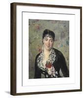 Portrait de Femme au Bouquet de Roses-Giovanni Boldini-Framed Premium Giclee Print