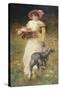 Portrait de femme au chien-Ferdinand Heilbuth-Stretched Canvas