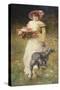 Portrait de femme au chien-Ferdinand Heilbuth-Stretched Canvas