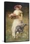 Portrait de femme au chien-Ferdinand Heilbuth-Framed Stretched Canvas