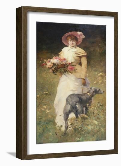 Portrait de femme au chien-Ferdinand Heilbuth-Framed Giclee Print