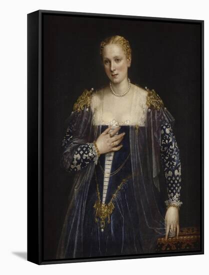 Portrait de femme dit La Belle Nani. Avec cadre.-Paolo Veronese-Framed Stretched Canvas