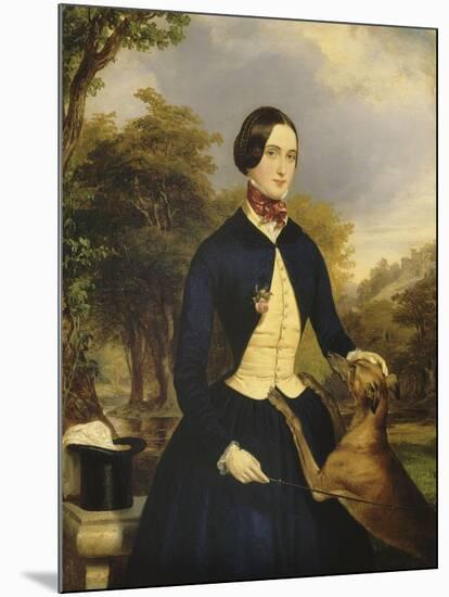 Portrait de femme en amazone avec son chien-Ferdinand Georg Waldmüller-Mounted Giclee Print