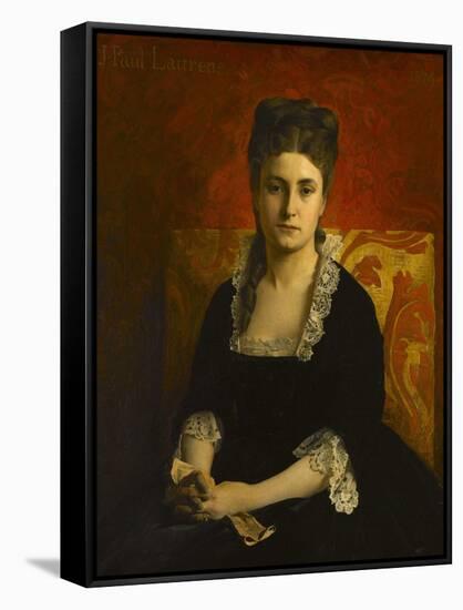 Portrait de femme en robe noire-Jean-Paul Laurens-Framed Stretched Canvas