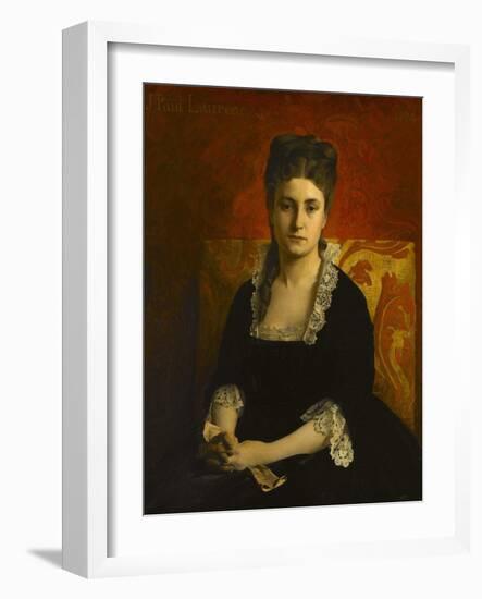 Portrait de femme en robe noire-Jean-Paul Laurens-Framed Giclee Print