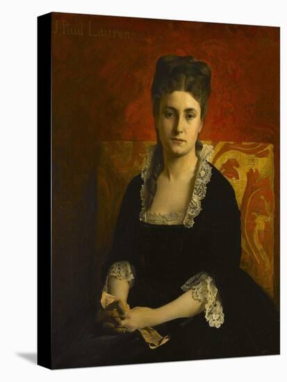 Portrait de femme en robe noire-Jean-Paul Laurens-Stretched Canvas