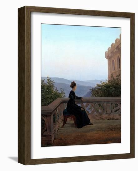 Portrait De Femme Sur Une Terrasse  ( Woman on the Balcony) Peinture De Carl Gustav Carus (1789-18-Karl Gustav Carus-Framed Giclee Print