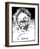 Portrait De Henrik (Henri) Johan Ibsen (1828-1906), Dramaturge Norvegien. Gravure De Felix Edouard-Felix Edouard Vallotton-Framed Giclee Print