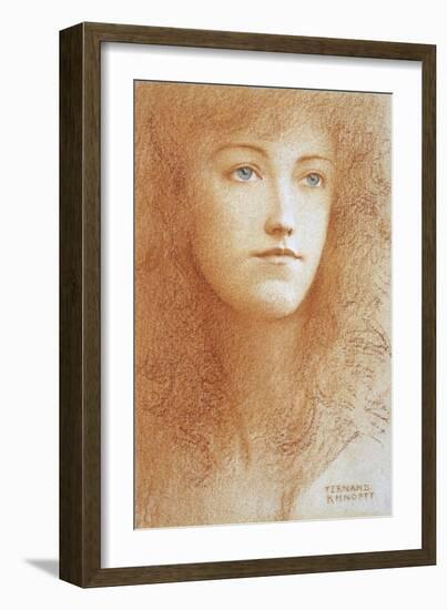 Portrait De Jeune Femme Anglaise  Sanguine Sur Papier De Fernand Khnopff (1858-1921) Vers 1890 Col-Fernand Khnopff-Framed Giclee Print