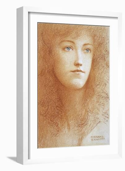 Portrait De Jeune Femme Anglaise  Sanguine Sur Papier De Fernand Khnopff (1858-1921) Vers 1890 Col-Fernand Khnopff-Framed Giclee Print