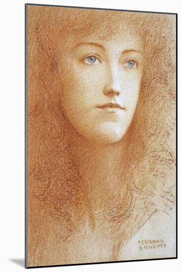 Portrait De Jeune Femme Anglaise  Sanguine Sur Papier De Fernand Khnopff (1858-1921) Vers 1890 Col-Fernand Khnopff-Mounted Giclee Print