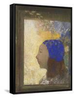 Portrait de jeune femme au bonnet bleu-Odilon Redon-Framed Stretched Canvas