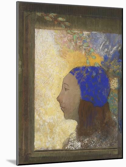 Portrait de jeune femme au bonnet bleu-Odilon Redon-Mounted Giclee Print