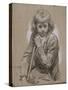 Portrait de jeune garçon, assis de face, s'appuyant sur un bâton-François Louis Joseph Watteau-Stretched Canvas