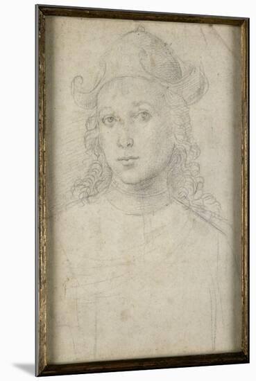 Portrait de jeune homme, en buste, vu de face, coiffé d'un chapeau-Raffaello Sanzio-Mounted Giclee Print