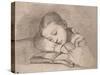 Portrait de Juliette Courbet endormie sur son livre-Gustave Courbet-Stretched Canvas