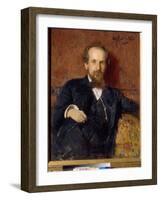 Portrait De L'artiste Pavel Petrovich Chistyakov (Tchistiakov) (1832-1919) (Portrait of the Artist-Ilya Efimovich Repin-Framed Giclee Print