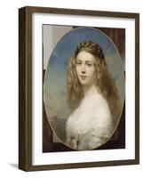 Portrait de la Princesse Amélie de Bavière.-Franz Xaver Winterhalter-Framed Giclee Print