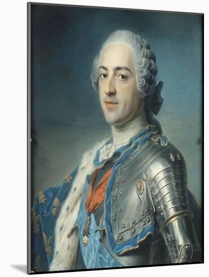 Portrait de Louis XV Le Bien-Aimé (1710-1774) en armure-Maurice Quentin de La Tour-Mounted Giclee Print