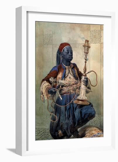 Portrait De Nubien a La Pipe a Eau  (Nubian with a Waterpipe) Aquarelle De Mihaly Zichy (1827-1906-Mihaly von Zichy-Framed Giclee Print