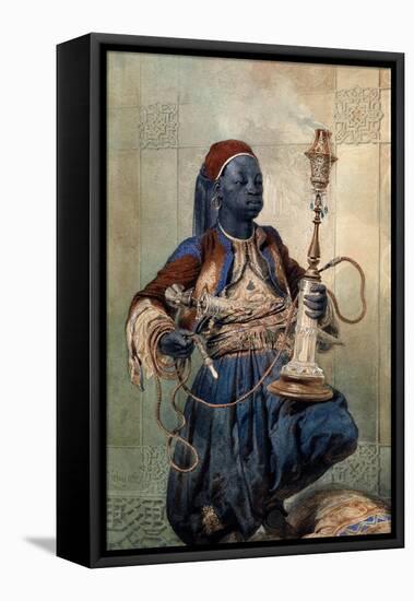 Portrait De Nubien a La Pipe a Eau  (Nubian with a Waterpipe) Aquarelle De Mihaly Zichy (1827-1906-Mihaly von Zichy-Framed Stretched Canvas