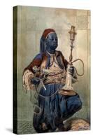 Portrait De Nubien a La Pipe a Eau  (Nubian with a Waterpipe) Aquarelle De Mihaly Zichy (1827-1906-Mihaly von Zichy-Stretched Canvas