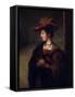 Portrait De Saskia Van Uylenburgh Epouse Du Peintre Hollandais Rembrandt' (Portrait of Saskia Van-Carel Fabritius-Framed Stretched Canvas