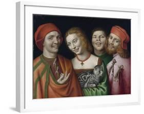 Portrait De Trois Hommes Et Une Femme Tenant Un Chat  (Three Men with a Woman Holding a Cat) Peint-Giovanni Paolo Lomazzo-Framed Giclee Print