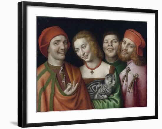 Portrait De Trois Hommes Et Une Femme Tenant Un Chat  (Three Men with a Woman Holding a Cat) Peint-Giovanni Paolo Lomazzo-Framed Giclee Print