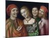 Portrait De Trois Hommes Et Une Femme Tenant Un Chat  (Three Men with a Woman Holding a Cat) Peint-Giovanni Paolo Lomazzo-Mounted Giclee Print