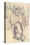 Portrait De Vallier, 1904-06 (W/C over Pencil on Paper)-Paul Cezanne-Stretched Canvas