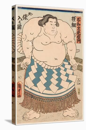 Portrait Du Lutteur De Sumo Shiranui Mitsuemon (1825-1879) Avec Un Tablier Rituel. Estampe De Utaga-Utagawa Kunisada II-Stretched Canvas