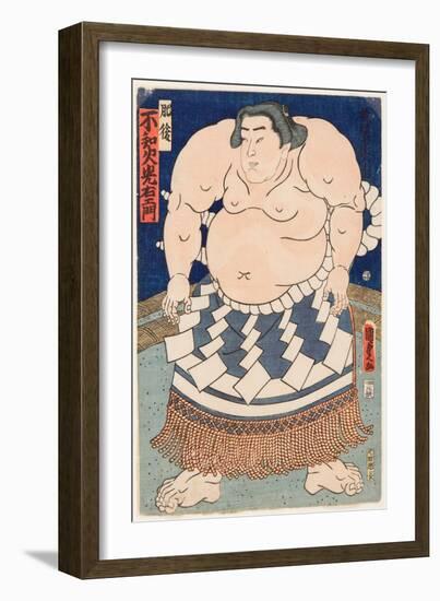 Portrait Du Lutteur De Sumo Shiranui Mitsuemon (1825-1879) Avec Un Tablier Rituel. Estampe De Utaga-Utagawa Kunisada II-Framed Giclee Print