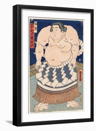 Portrait Du Lutteur De Sumo Shiranui Mitsuemon (1825-1879) Avec Un Tablier Rituel. Estampe De Utaga-Utagawa Kunisada II-Framed Giclee Print