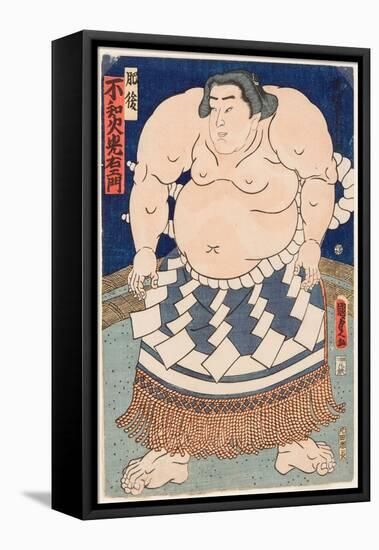 Portrait Du Lutteur De Sumo Shiranui Mitsuemon (1825-1879) Avec Un Tablier Rituel. Estampe De Utaga-Utagawa Kunisada II-Framed Stretched Canvas