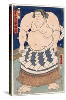 Portrait Du Lutteur De Sumo Shiranui Mitsuemon (1825-1879) Avec Un Tablier Rituel. Estampe De Utaga-Utagawa Kunisada II-Stretched Canvas