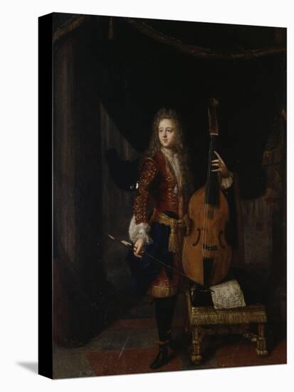 Portrait du musicien Johan Schenk (jouant une partition de Marin Marais)-Constantin Netscher-Stretched Canvas